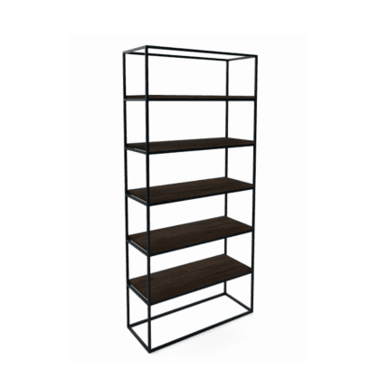 Reol med fem hylder, industrielt design.