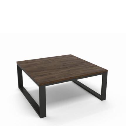 Minimalistisk sofabord med metalstel.